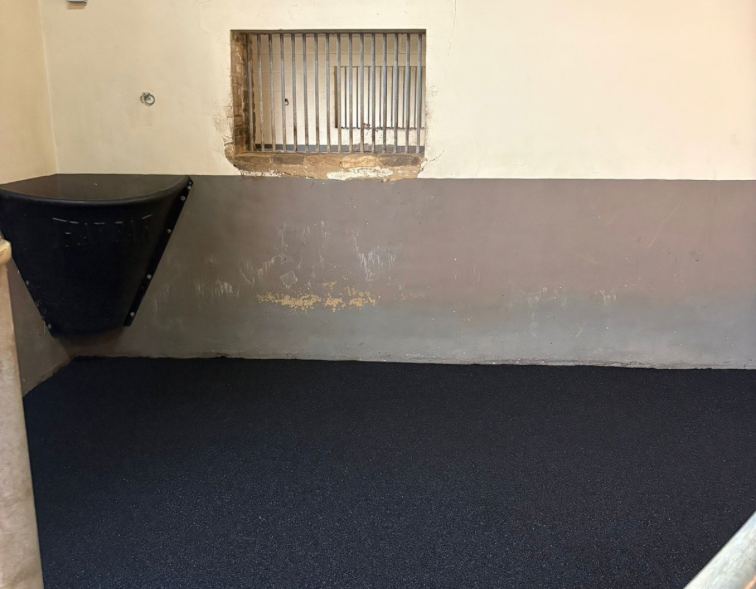 Stable rubber flooring installed